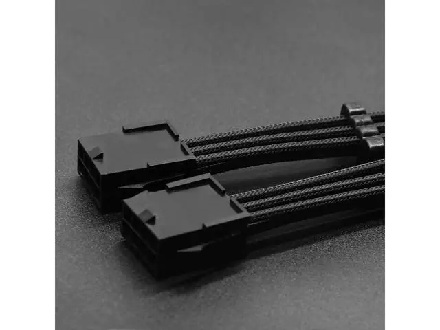 Alt view image 5 of 6 - 12PIN transfer 2×8PIN Extension Cable Power Supply Sleeved Synchronized PSU Extension Kit Black
