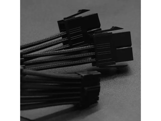 Alt view image 6 of 6 - 12PIN transfer 2×8PIN Extension Cable Power Supply Sleeved Synchronized PSU Extension Kit Black
