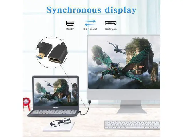 Alt view image 4 of 7 - Displayport to Mini Displayport Extension Cable 1.4, 8k Mini DP to DP, Left Angled Mini Displayport Male to Displayport Female Extention Cable for Laptop PC TV Gaming Monitor. 1Ft/30cm