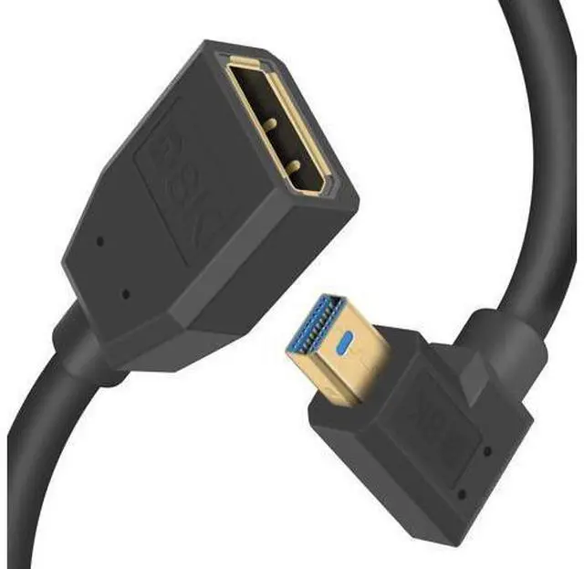 Main image of Displayport to Mini Displayport Extension Cable 1.4, 8k Mini DP to DP, Left Angled Mini Displayport Male to Displayport Female Extention Cable for Laptop PC TV Gaming Monitor. 1Ft/30cm