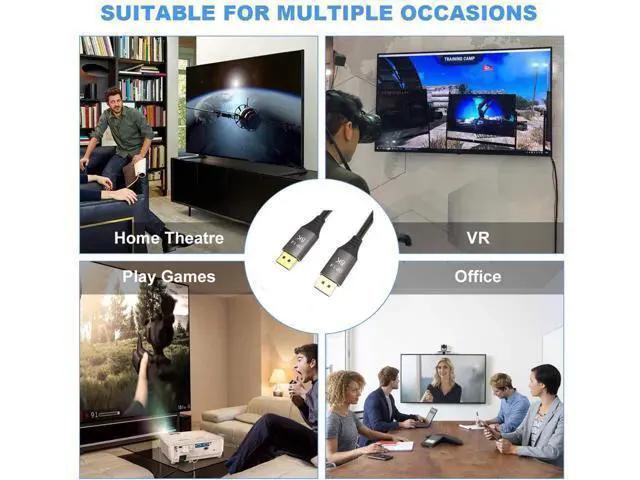 Alt view image 6 of 6 - DisplayPort Cable Ultra HD 8K 4K Copper Cord DP 1.4 HBR3 8K@60Hz 4K@144Hz High Speed 32.4Gbps HDCP 3D Slim and Flexible DP to DP Cable 5m 16.5ft