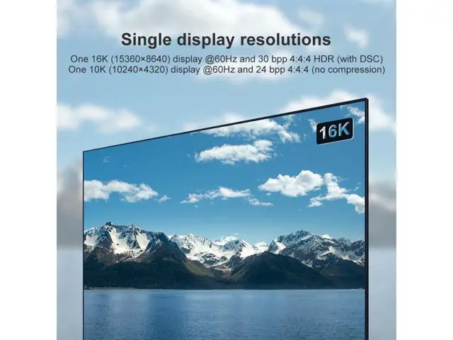 Alt view image 5 of 7 - DisplayPort 2.0 Ultra HD 16K 10K 8K 4K HBR3 16K(15360x8640)@60Hz 10K/8K@60Hz 4K@165Hz High Speed 80Gbps HDCP 3D Slim and Flexible DP to DP Cable 3meter 9.9ft
