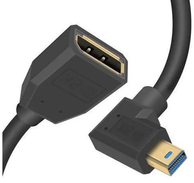 Main image of Displayport to Mini Displayport Extension Cable 1.4, 8k Mini DP to DP, Right Angle Mini Displayport Male to Displayport Female Extention Cable for Laptop PC TV Gaming Monitor. 1Ft/30cm