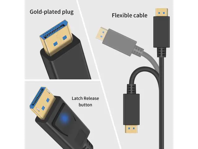 Alt view image 3 of 7 - 90 Degree Mini Displayport to Displayport Cable, Extreme Thin Right Angle Mini Dp Male to DP Male Cable with Gold-Plated for Gaming Monitor 1Ft