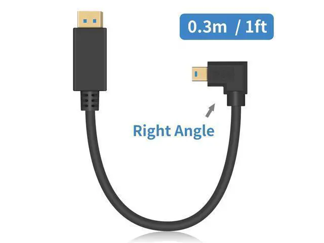 Alt view image 7 of 7 - 90 Degree Mini Displayport to Displayport Cable, Extreme Thin Right Angle Mini Dp Male to DP Male Cable with Gold-Plated for Gaming Monitor 1Ft