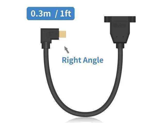 Alt view image 7 of 7 - Mini DP to DP 1.4 Cable, 8K@60Hz Extreme Thin Right Angle Mini Displayport Male to Displayport Female Extension Cable with Screw Panel Mount Support Bi-Directional Transmission. 1Ft/30cm