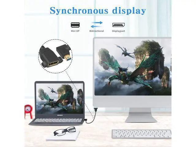 Alt view image 4 of 7 - Mini DP to DP 1.4 Cable, 8K@60Hz Extreme Thin Right Angle Mini Displayport Male to Displayport Female Extension Cable with Screw Panel Mount Support Bi-Directional Transmission. 1Ft/30cm