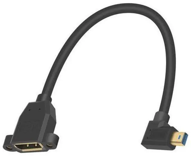 Main image of Mini DP to DP 1.4 Cable, 8K@60Hz Extreme Thin Right Angle Mini Displayport Male to Displayport Female Extension Cable with Screw Panel Mount Support Bi-Directional Transmission. 1Ft/30cm