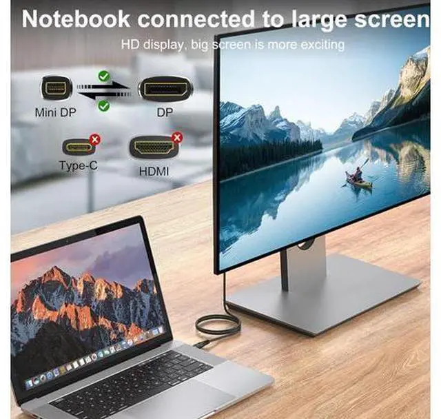 Alt view image 5 of 7 - Mini DisplayPort to DisplayPort 2.1 Cable, DP 2.1,Bi-Directional Transmission DisplayPort,16K@60Hz,8K@120Hz, 4K@240Hz G-Sync FreeSync Thunderbolt 2 for MacBook (Mini DP to DP2.1 16K-6.6FT)