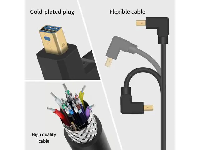 Alt view image 3 of 7 - Mini DP to DP 1.4 Cable, 8K@60Hz Extreme Thin Up Angle Mini Displayport Male to Displayport Female Extension Cable with Screw Panel Mount Support Bi-Directional Transmission. 1Ft/30cm