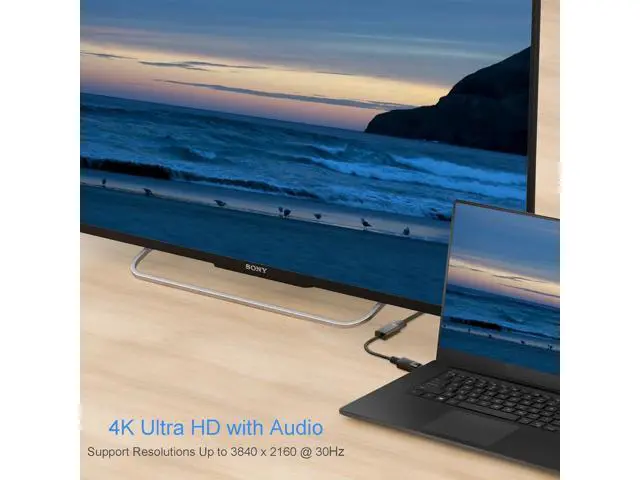 Alt view image 5 of 7 - 4K DisplayPort (DP) to HDMI Adapter, Gold-Plated Uni-Directional Display Port PC to HDMI Screen Converter (Male to Female) Compatible with HP, D.ell, L.enovo & More, Passive - Black 2pack