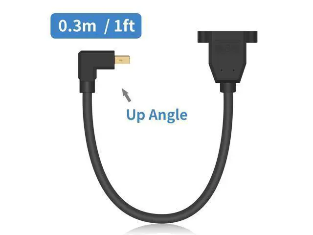 Alt view image 7 of 7 - Mini DP to DP 1.4 Cable, 8K@60Hz Extreme Thin Up Angle Mini Displayport Male to Displayport Female Extension Cable with Screw Panel Mount Support Bi-Directional Transmission. 1Ft/30cm