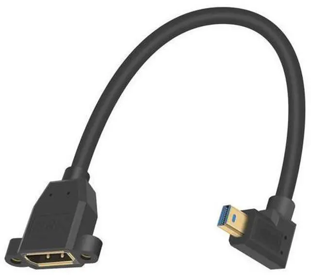 Main image of Mini DP to DP 1.4 Cable, 8K@60Hz Extreme Thin Left Angle Mini Displayport Male to Displayport Female Extension Cable with Screw Panel Mount Support Bi-Directional Transmission. 1Ft/30cm