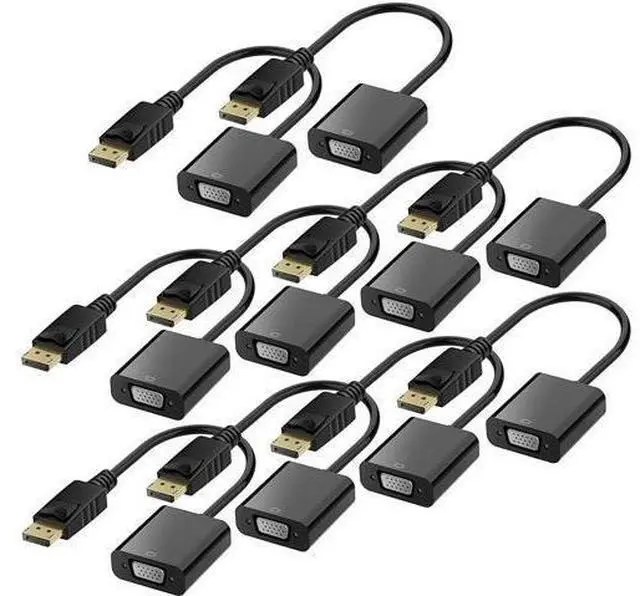 Main image of DisplayPort (DP) to VGA Adapter, Gold-Plated Display Port to VGA Adapter (Male to Female) Compatible with Computer, Desktop, Laptop, PC, Monitor, Projector, HDTV - Black 10 Packs