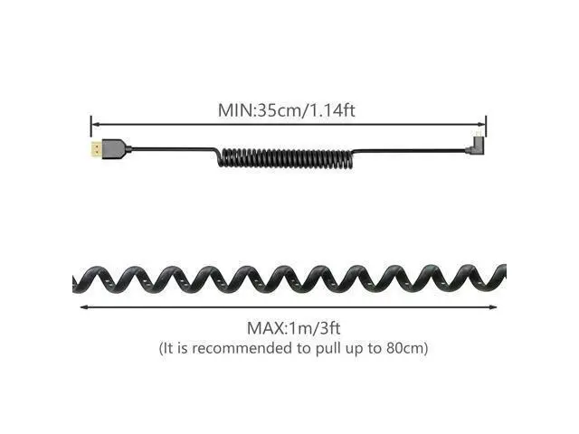 Alt view image 5 of 7 - Micro HDMI to HDMI Cable Coiled 8K HDMI 2.1 Telescopic Cable High Speed Cable Support 120Hz 48Gbps Dynamic HDR for Digital Cameras (Right Angle)