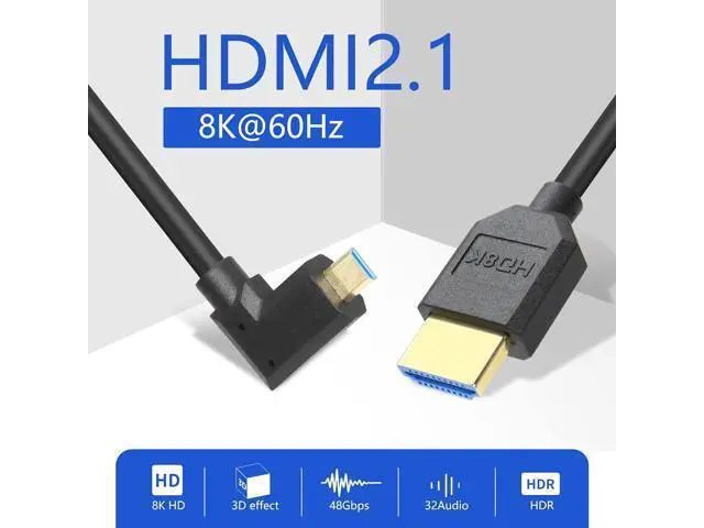 Alt view image 6 of 7 - Micro HDMI to HDMI Cable Coiled 8K HDMI 2.1 Telescopic Cable High Speed Cable Support 120Hz 48Gbps Dynamic HDR for Digital Cameras (Right Angle)