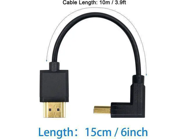 Alt view image 5 of 7 - 4K 90 Degree HDMI Cable 6inch/15cm, Extremely Thin Up Angle HDMI Male to Male Cable for 3D and 4K Ultra HD TV Stick HDMI 2.0 Cord