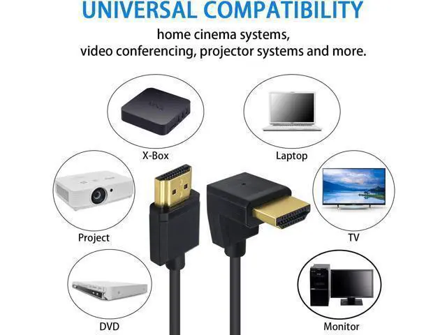 Alt view image 7 of 7 - 4K 90 Degree HDMI Cable 6inch/15cm, Extremely Thin Up Angle HDMI Male to Male Cable for 3D and 4K Ultra HD TV Stick HDMI 2.0 Cord