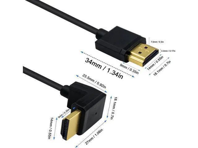 Alt view image 6 of 7 - 4K 90 Degree HDMI Cable 6inch/15cm, Extremely Thin Up Angle HDMI Male to Male Cable for 3D and 4K Ultra HD TV Stick HDMI 2.0 Cord