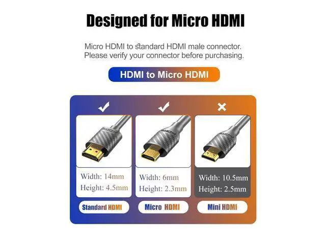 Alt view image 3 of 7 - Micro HDMI to HDMI Cable 4K 60Hz, MicroHDMI Adapter Cord for Raspberry Pi 5 4, Camera, GoPro Hero 7 6 5, Lenovo Yoga, HDTV, Monitor, HDR Video & Audio Capture Card - Long 6.6 Feet