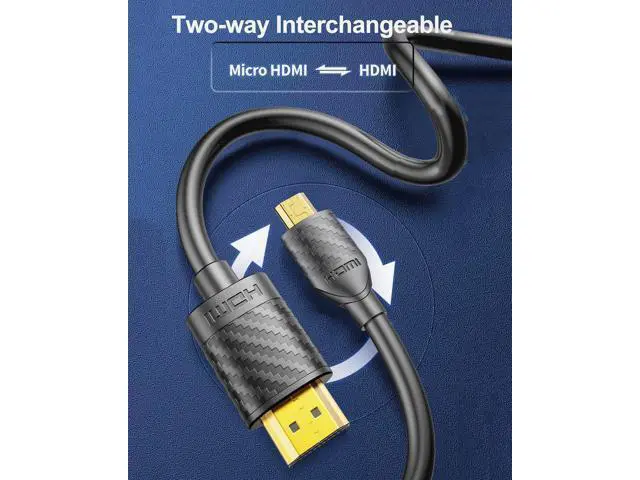 Alt view image 7 of 7 - Micro HDMI to HDMI Cable 4K 60Hz, MicroHDMI Adapter Cord for Raspberry Pi 5 4, Camera, GoPro Hero 7 6 5, Lenovo Yoga, HDTV, Monitor, HDR Video & Audio Capture Card - Long 6.6 Feet