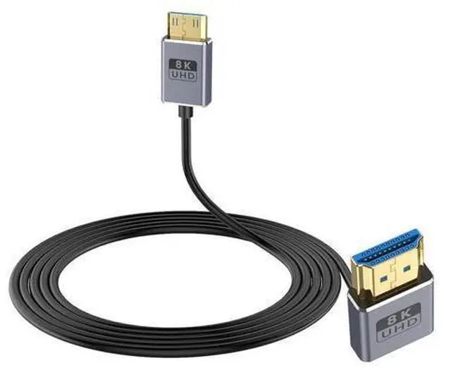 Main image of 8K Mini HDMI to HDMI Cable 2.1 Cord 48Gbps,Ultra Thin Down Angle HDMI to Mini HDMI Male Cord, Support High Speed 8K@60Hz, 4K@240Hz for Camera, Camcorder, Graphics/Video Card 4FT