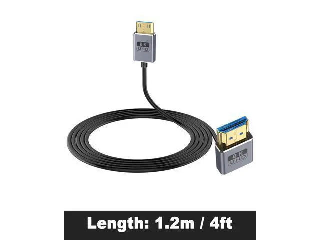 Alt view image 7 of 7 - 8K Mini HDMI to HDMI Cable 2.1 Cord 48Gbps,Ultra Thin Down Angle HDMI to Mini HDMI Male Cord, Support High Speed 8K@60Hz, 4K@240Hz for Camera, Camcorder, Graphics/Video Card 4FT