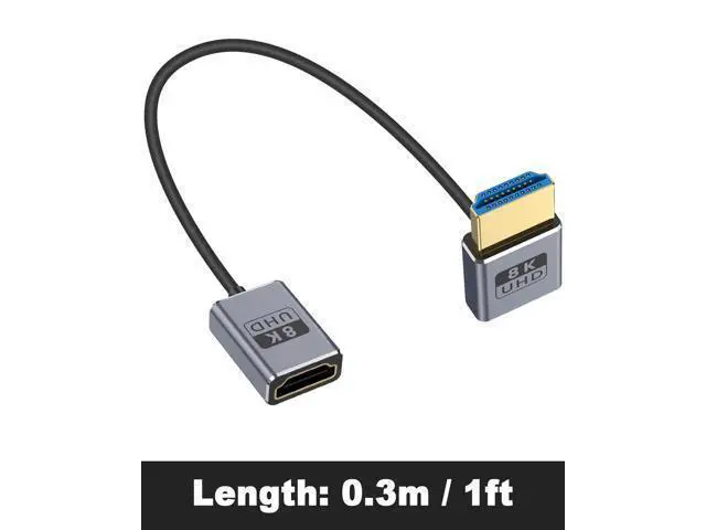 Alt view image 7 of 7 - 8K High Speed HDMI Extension Cable 1FT, Coaxial/Ultra Thin UP Angle 90 Degree HDMI Male to Female Cable Support 8K@60Hz, 4K@240Hz for GH5S, PS5, Xbox, PlayStation etc