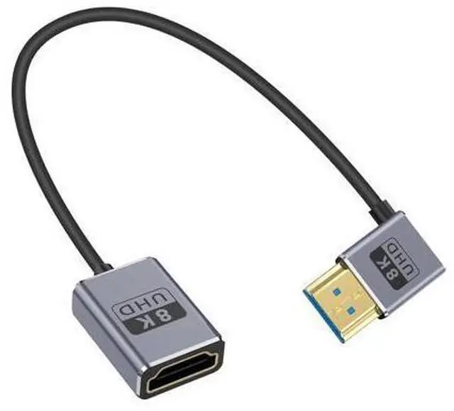 Main image of 8K Coaxial Right Angle HDMI Extension Cable 1FT, Ultra Thin 90 Degree HDMI Male to Female Cable (48Gbps, 8K@60Hz, 4K@240Hz) Support Dynamic HDR, eARC, for GH5S, PS5, PC