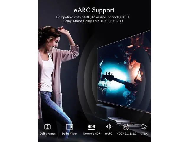 Alt view image 6 of 7 - 8K HDMI 2.1 Cable 6.6FT Kelink 48Gbps Ultra High Speed Black Braided HDMI Cord - Get 4k @ 120Hz On PS5 & Xbox Series X - Supports 8k @ 60Hz HDR eArc Dolby Vision & More