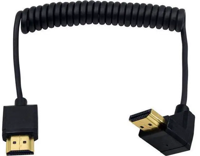 Main image of Down Angle Coiled HDMI Cable 4FT/1.2M, Extreme Thin 90 Degree HDMI Male to Male Coiled Cable for 3D and 4K@60hz Ultra HD TV Stick for PS5, Blu-ray, Roku TV, Xbox Series X/S