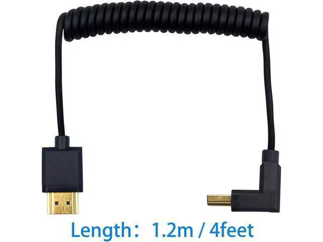 Alt view image 7 of 7 - Down Angle Coiled HDMI Cable 4FT/1.2M, Extreme Thin 90 Degree HDMI Male to Male Coiled Cable for 3D and 4K@60hz Ultra HD TV Stick for PS5, Blu-ray, Roku TV, Xbox Series X/S