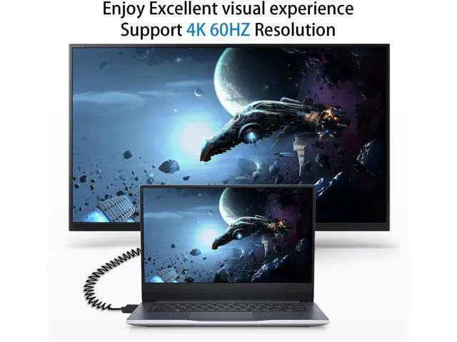 Alt view image 5 of 7 - Down Angle Coiled HDMI Cable 4FT/1.2M, Extreme Thin 90 Degree HDMI Male to Male Coiled Cable for 3D and 4K@60hz Ultra HD TV Stick for PS5, Blu-ray, Roku TV, Xbox Series X/S