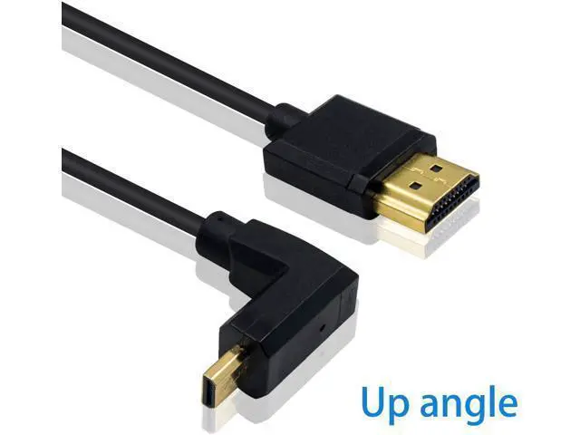 Alt view image 2 of 7 - Micro HDMI to HDMI Adapter Cable - Extreme Thin Up Angle 6 inch/ 15cm for 1080P, 4K, UltraHD, 3D, Ethernet