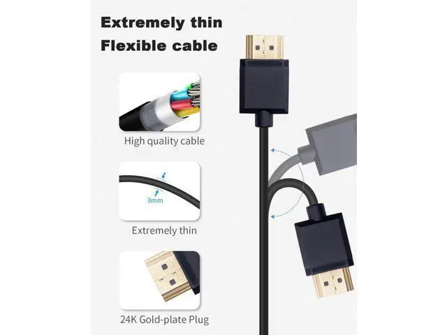 Alt view image 5 of 7 - Short Mini HDMI to HDMI Cable 3.3FT/100cm, Ultra Slim/Flexible Soft Mini HDMI Male to HDMI Male Supports High-Speed 4K@60Hz, 3D, 18Gbps, 1080P for Projector, Monitor, Camcorde