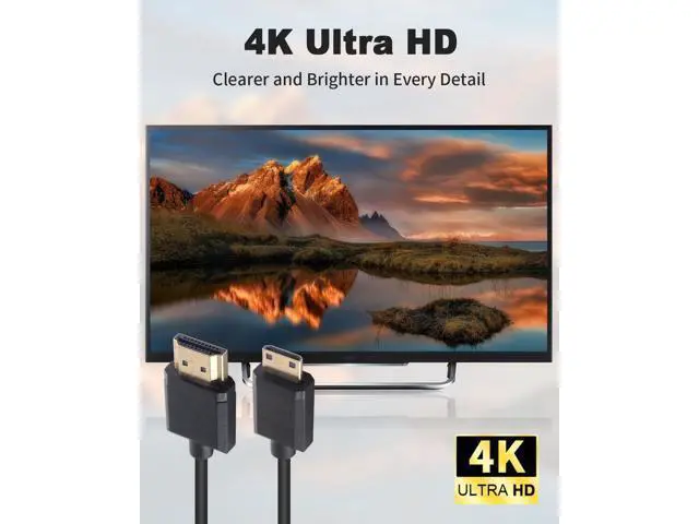 Alt view image 6 of 7 - Short Mini HDMI to HDMI Cable 2FT/60cm, Ultra Slim/Flexible Soft Mini HDMI Male to HDMI Male Supports High-Speed 4K@60Hz, 3D, 18Gbps, 1080P for Projector, Monitor, Camcorde