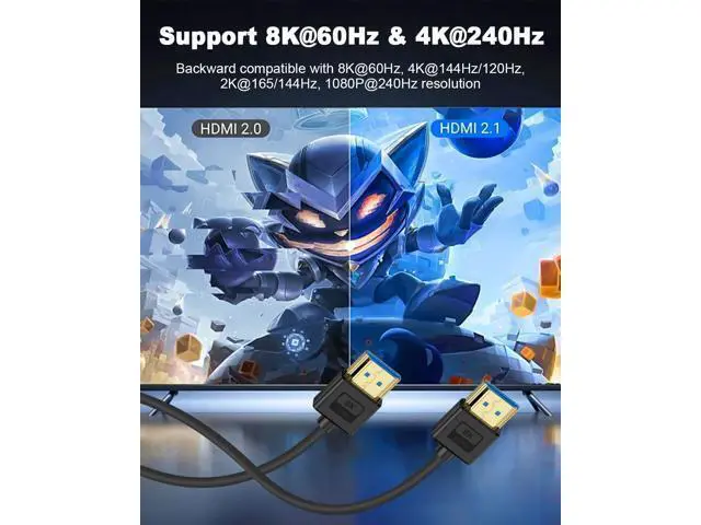 Alt view image 4 of 7 - Ultra Soft Silicone Short HDMI Cable 3.3FT/1M, 8K Hyper Super Flexible Thin HDMI 2.1 Cable, High Speed Supports 3D, 8K@60Hz, ARC Type-A Male to Male for Camera, Monitor, PS5, Camcorder, Gimbal