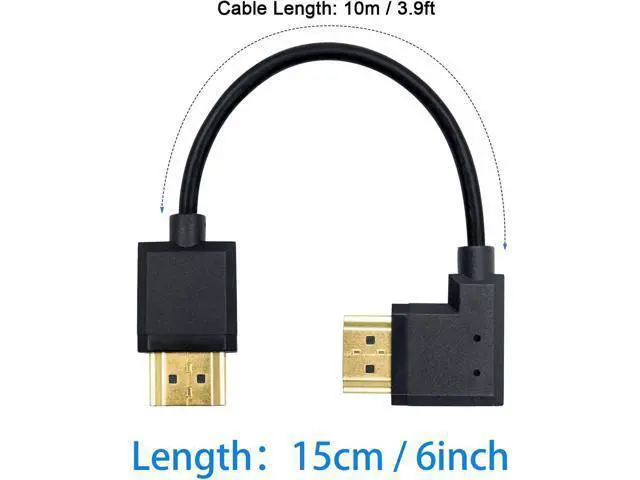 Alt view image 6 of 7 - 4K 90 Degree HDMI Cable 6inch/15cm, Extremely Thin Right Angle HDMI Male to Male Cable for 3D and 4K Ultra HD TV Stick HDMI 2.0 Cord