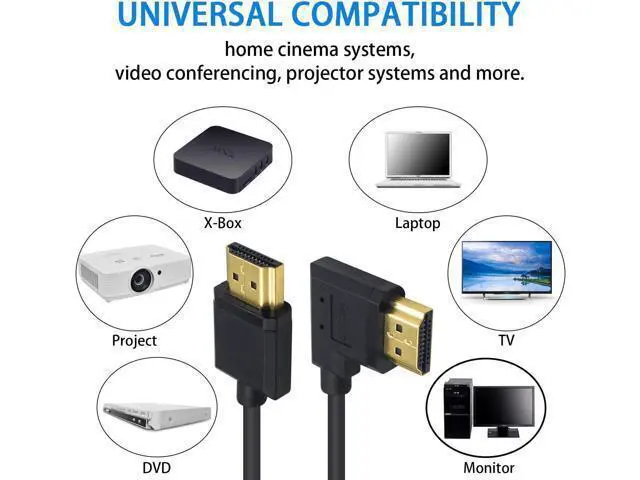 Alt view image 3 of 7 - 4K 90 Degree HDMI Cable 6inch/15cm, Extremely Thin Right Angle HDMI Male to Male Cable for 3D and 4K Ultra HD TV Stick HDMI 2.0 Cord