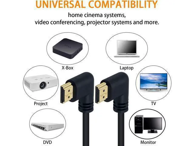 Alt view image 5 of 7 - 8K HDMI 2.1 Cable 3.3feet/1M,8K HDMI 48gbps 90 Degree Left Angle HDMI Male to Left Angle HDMI 2.1 Cable with 8K 60Hz Video and 3D HDR for TV/Xbox /PS4 /PS5