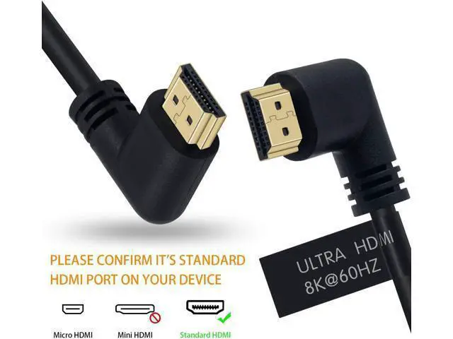 Alt view image 6 of 7 - 8K HDMI 2.1 Cable 3.3feet/1M,8K HDMI 48gbps 90 Degree Left Angle HDMI Male to Left Angle HDMI 2.1 Cable with 8K 60Hz Video and 3D HDR for TV/Xbox /PS4 /PS5