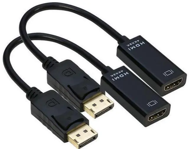 Main image of DP Displayport to HDMI Adapter 4K x 2K, Display Port to HDMI Male to Female Gold-Plated Cord Compatible for HP 2-Pack