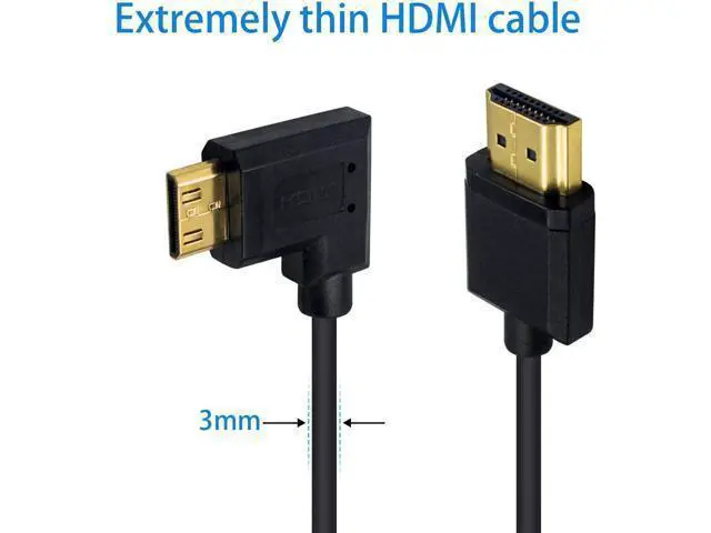 Alt view image 3 of 7 - Ultra-Thin Short 90 Degree HDMI to Mini HDMI Cable 6inch/15cm, Right Angle Mini HDMI Male to A Male Cable, Support 4K@60Hz Ultra HD, 1080p, 3D for Camera, Laptop, HDTV