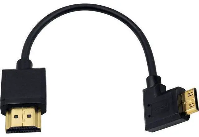 Main image of Ultra-Thin Short 90 Degree HDMI to Mini HDMI Cable 6inch/15cm, Right Angle Mini HDMI Male to A Male Cable, Support 4K@60Hz Ultra HD, 1080p, 3D for Camera, Laptop, HDTV