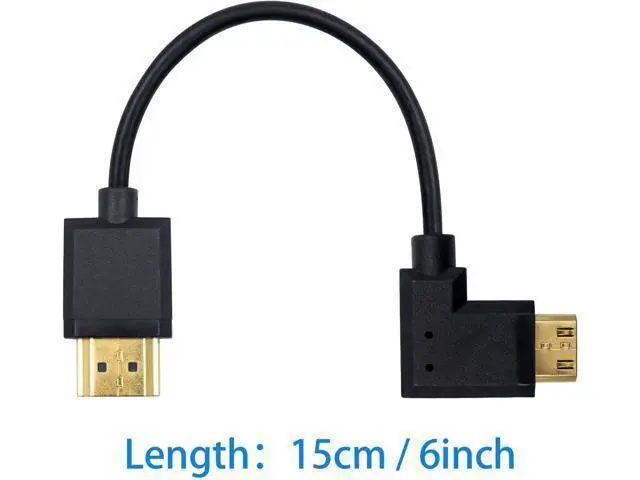 Alt view image 4 of 7 - Ultra-Thin Short 90 Degree HDMI to Mini HDMI Cable 6inch/15cm, Right Angle Mini HDMI Male to A Male Cable, Support 4K@60Hz Ultra HD, 1080p, 3D for Camera, Laptop, HDTV
