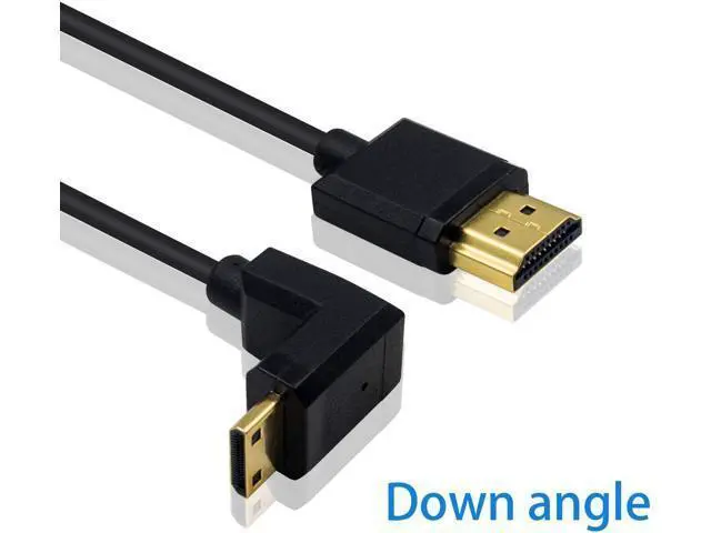 Alt view image 2 of 7 - Ultra-Thin Short 90 Degree HDMI to Mini HDMI Cable 6inch/15cm, Down Angle Mini HDMI Male to A Male Cable, Support 4K@60Hz Ultra HD, 1080p, 3D for Camera, Laptop, HDTV