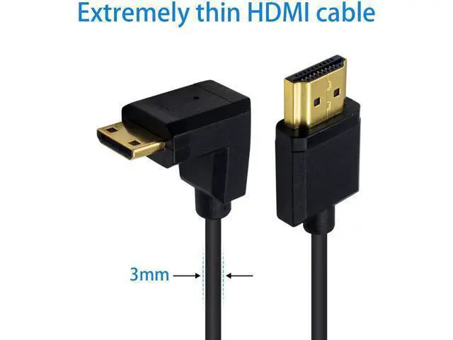 Alt view image 3 of 7 - Ultra-Thin Short 90 Degree HDMI to Mini HDMI Cable 6inch/15cm, Down Angle Mini HDMI Male to A Male Cable, Support 4K@60Hz Ultra HD, 1080p, 3D for Camera, Laptop, HDTV