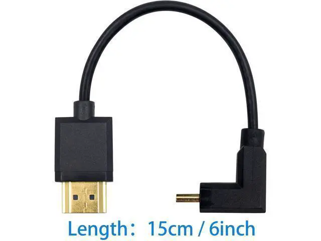 Alt view image 4 of 7 - Ultra-Thin Short 90 Degree HDMI to Mini HDMI Cable 6inch/15cm, Down Angle Mini HDMI Male to A Male Cable, Support 4K@60Hz Ultra HD, 1080p, 3D for Camera, Laptop, HDTV