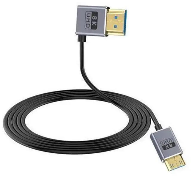 Main image of 8K Mini HDMI to HDMI Cable 2.1 Cord 48Gbps,Ultra Thin Right Angle HDMI to Mini HDMI Male Cord, Support High Speed 8K@60Hz, 4K@240Hz for Camera, Camcorder, Graphics/Video Card 4FT