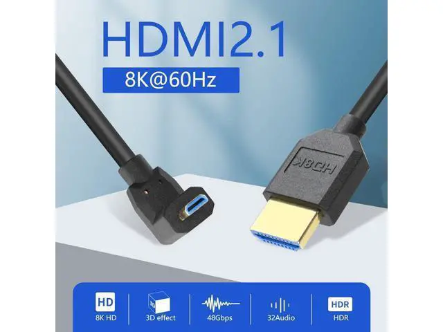 Alt view image 2 of 7 - Micro HDMI to HDMI Cable Coiled 8K HDMI 2.1 Telescopic Cable High Speed Cable Support 120Hz 48Gbps Dynamic HDR for Digital Cameras (Down Angle)